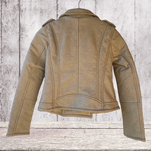 HP✨NWT SAGE the Label Rustic Heart Biker Faux Leather Moto Long Sleeve Jacket XS - Picture 4 of 16